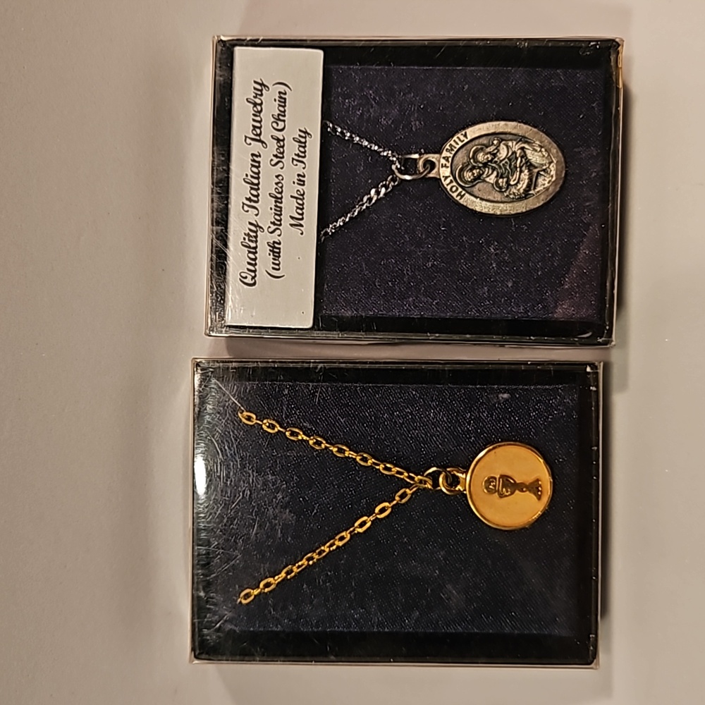 Christian Holy Chalice & Holy Family Necklace